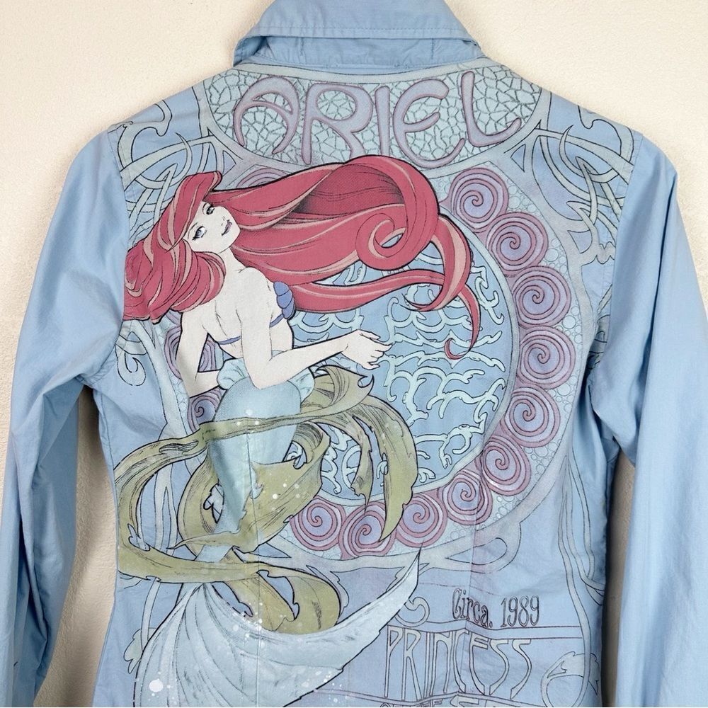 Disney Store Princess Ariel Snap Button Down Blouse Long Sleeve Small Vintage - Picture 7 of 8